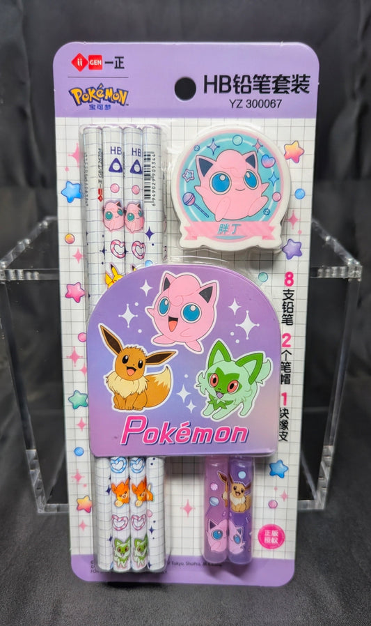 JAPANESE POKEMON - JIGGLYPUFF PENCIL & ERASER SET