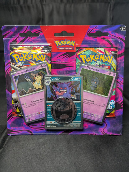 POKEMON 2 PACK BLISTER GENGAR, TEAM ROCKET'S MIMIKYU & MARSHADOW PROMO